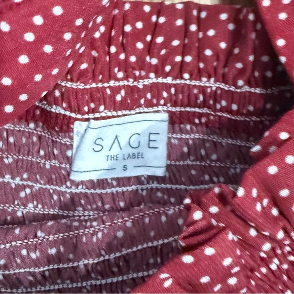 Sage Red Smocked Ruffle Crop Top - Picture 2 of 2